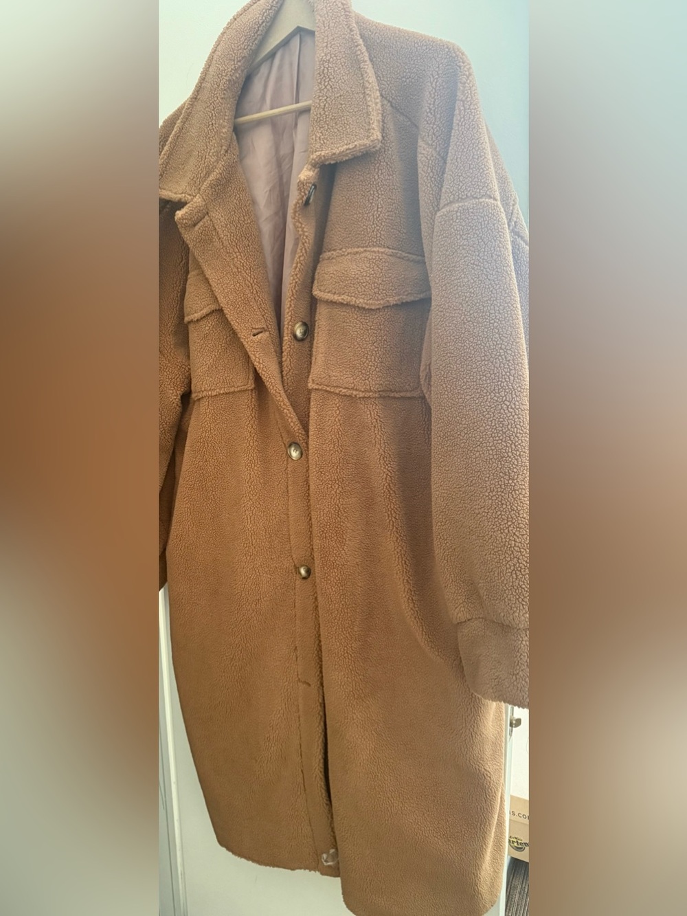 In The Style Make Me Mango Brown Teddy Sherpa Long Coat Size 22